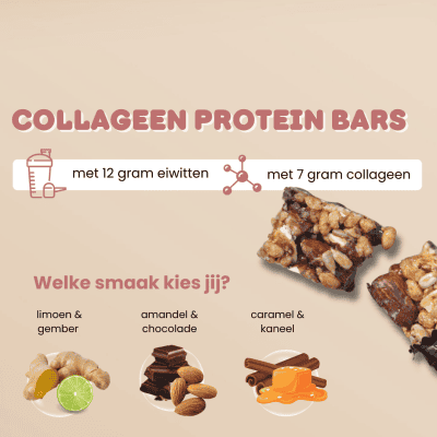 caramel kaneel collageen eiwitreep (1) Protein Bar met Collageen - Caramel Kaneel
